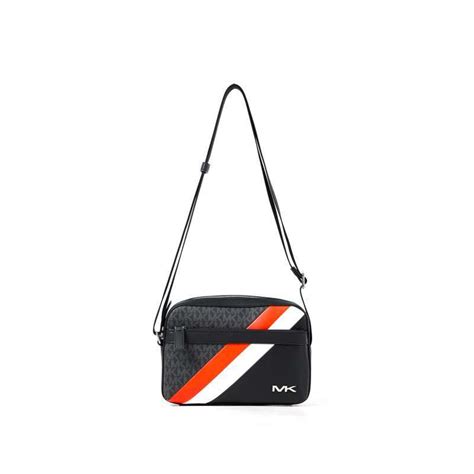 michael kors tas black with white stripes